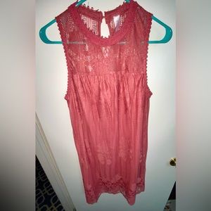 NWOT, pink lace dress.